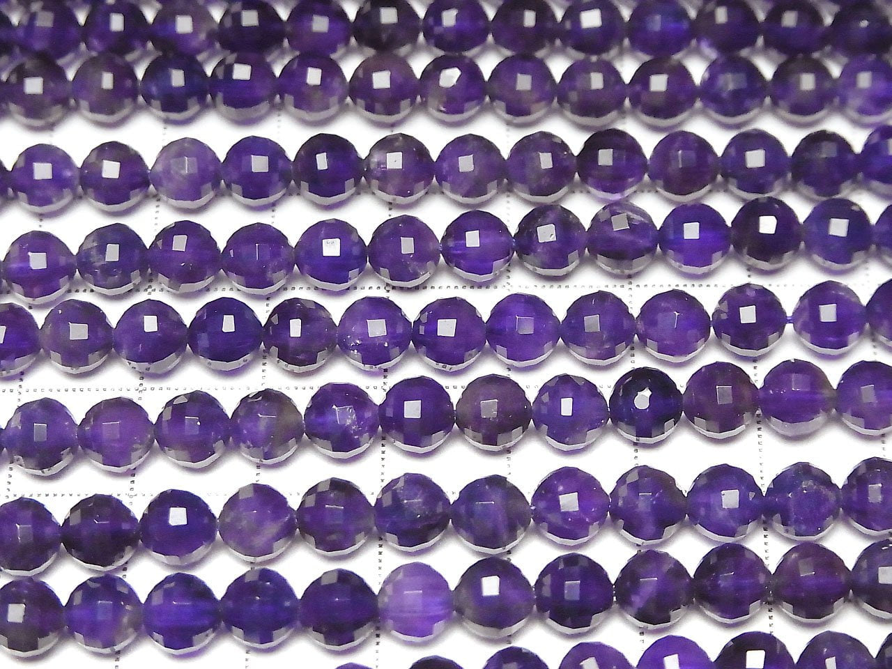 Haute qualité ! Améthyste AA+ facettée miroir ronde 6mm 1 rang de perles (env. 37cm/15pouces)