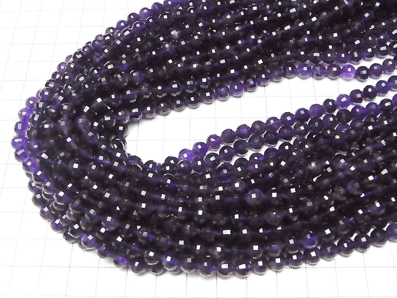 Haute qualité ! Améthyste AA+ facettée miroir ronde 6mm 1 rang de perles (env. 37cm/15pouces)
