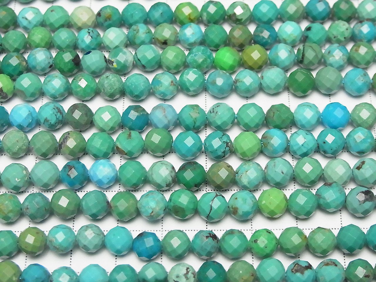 Haute qualité ! Turquoise AA++ Perles rondes à 64 facettes de 6 mm, demi-fil ou 1 fil (environ 36 cm)