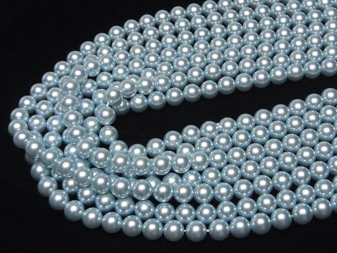 Perle de verre ronde 8mm [Bleu] 1 fil (environ 38 cm/15 pouces)