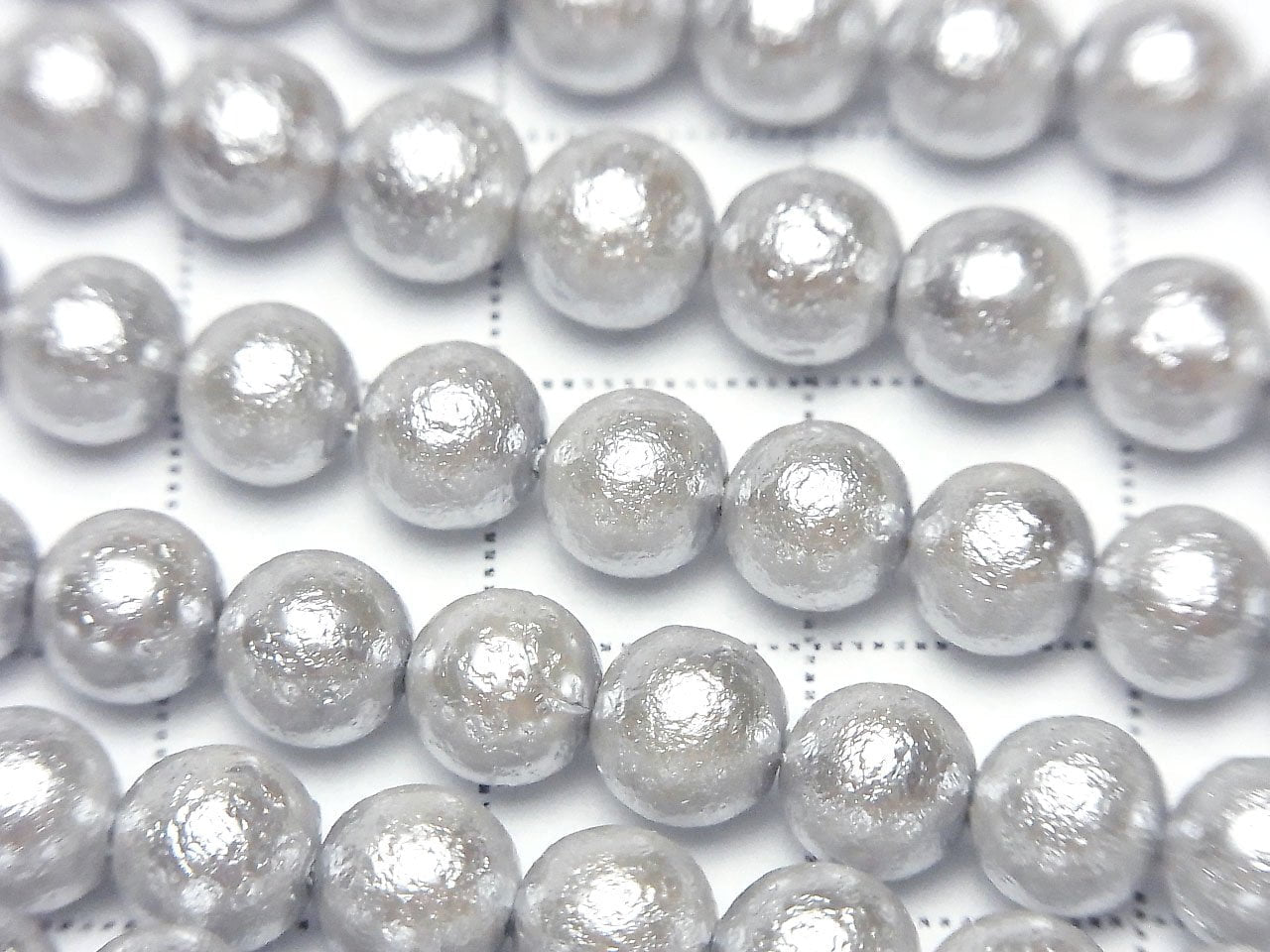 Perle coquille (Perle de sucre) Argent Rond 6mm 1fil de perles (env.15inch/38cm)