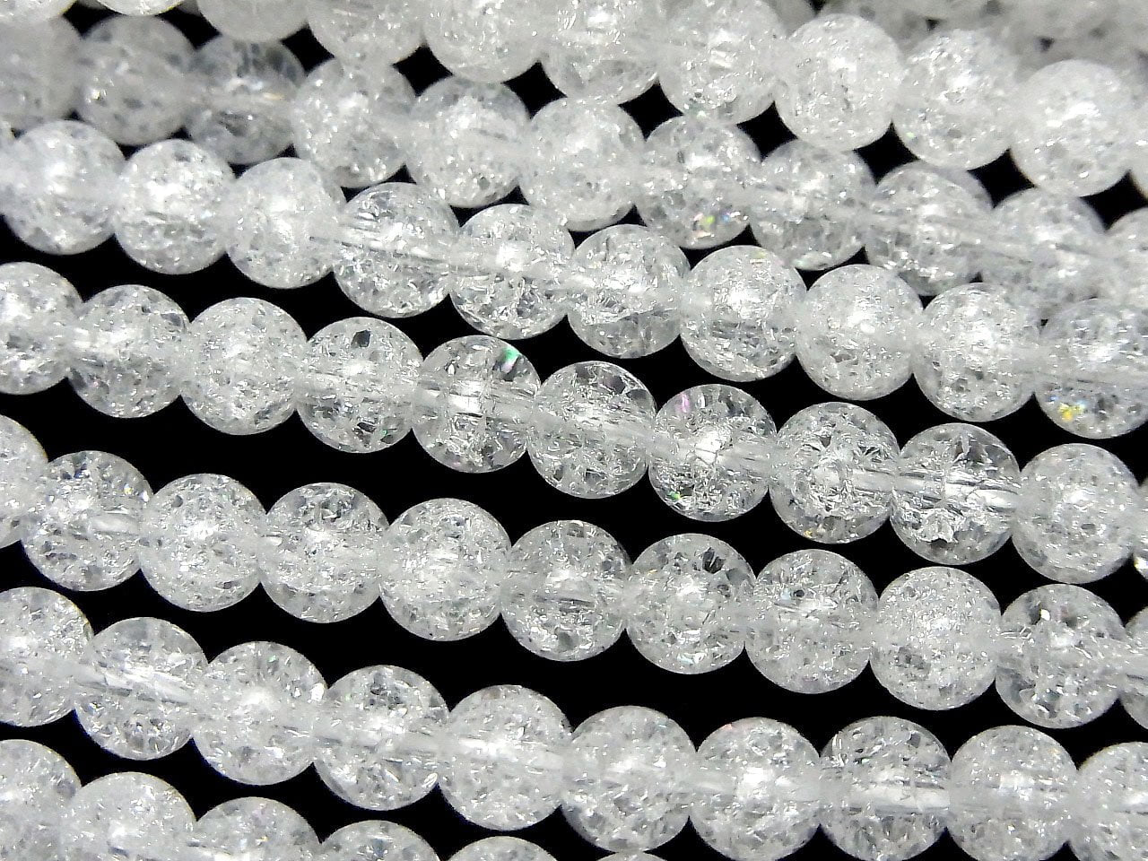 Cracked Crystal Quartz (Smelted Quartz) Round 6mm 1strand beads (aprx.15inch/36cm)