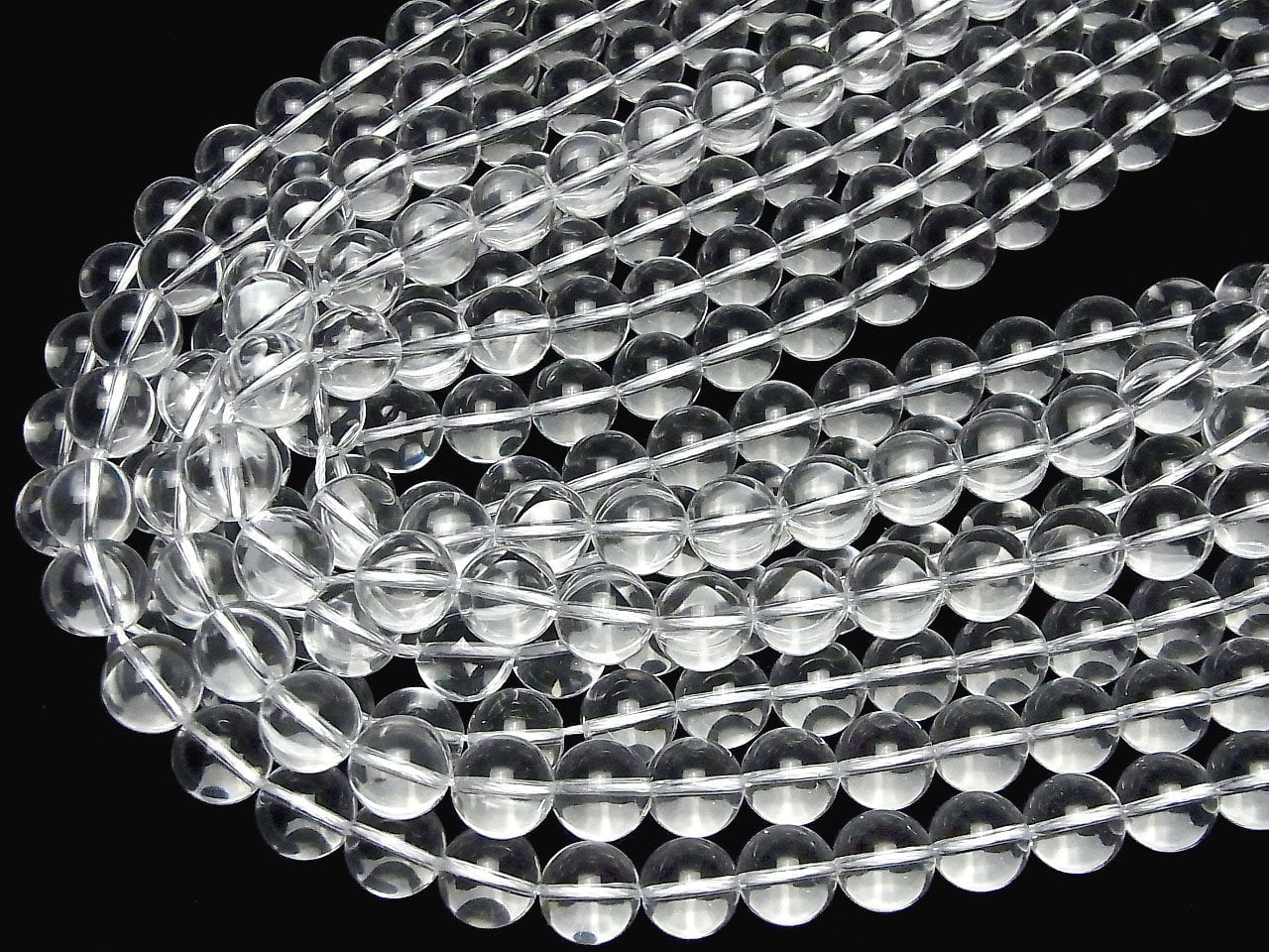 Quartz Cristal (Quartz Synthétique) AAA Rond 12mm en demi ou 1 fil de perles (environ 15 pouces/36 cm)
