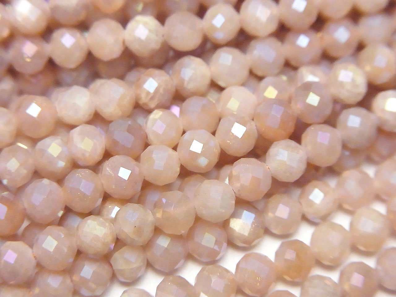 Haute Qualité ! Pierre de Lune Orange AA++ Ronde Facettée 4mm (environ 15 pouces/36cm) sur un fil