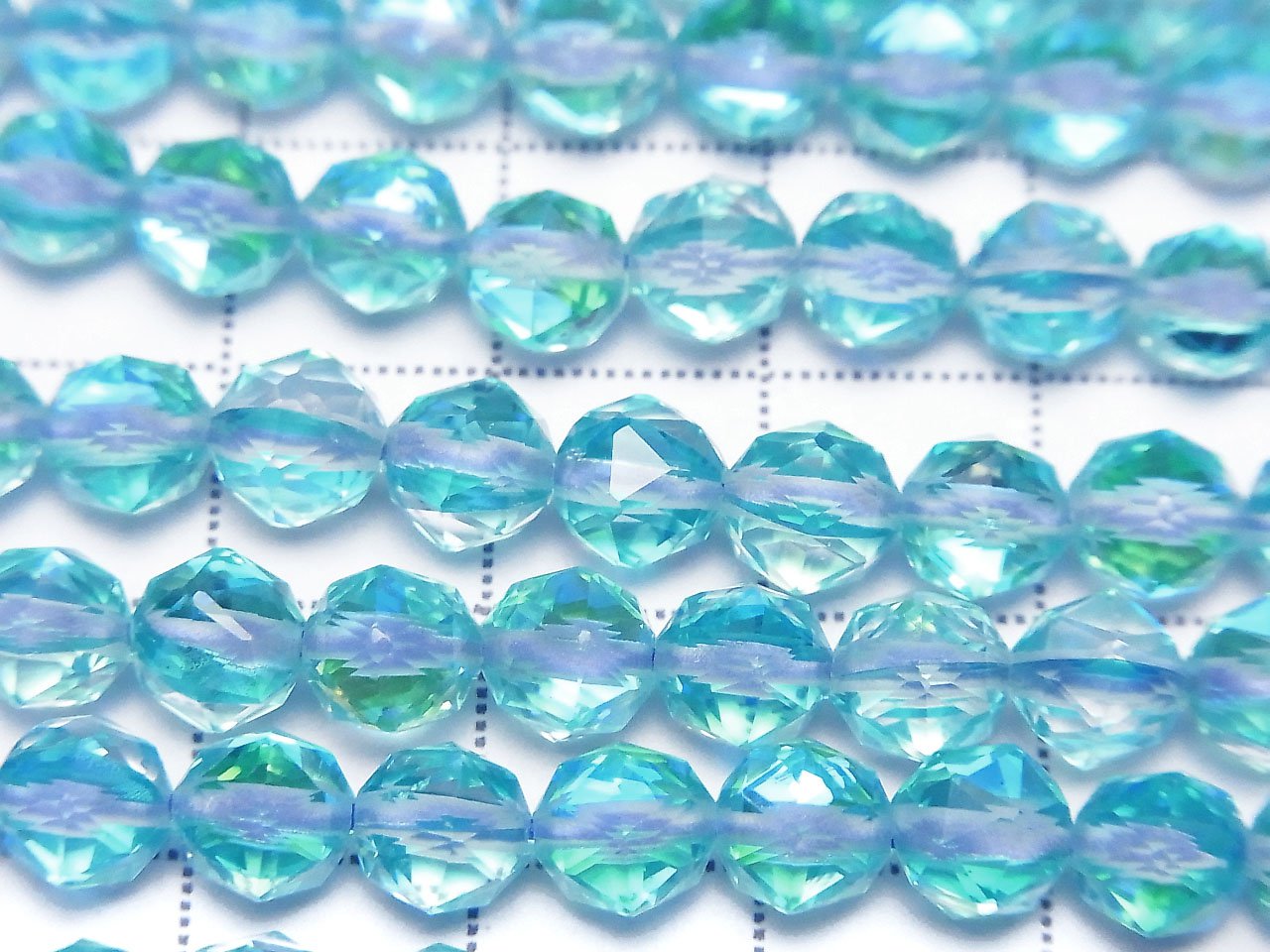 Haute qualité ! 1 fil 7,79 $ ! Perles rondes à facettes en étoile Aqua Blue Luna Flash #2 de 6 mm, 1 fil (environ 37 cm / 15 pouces)