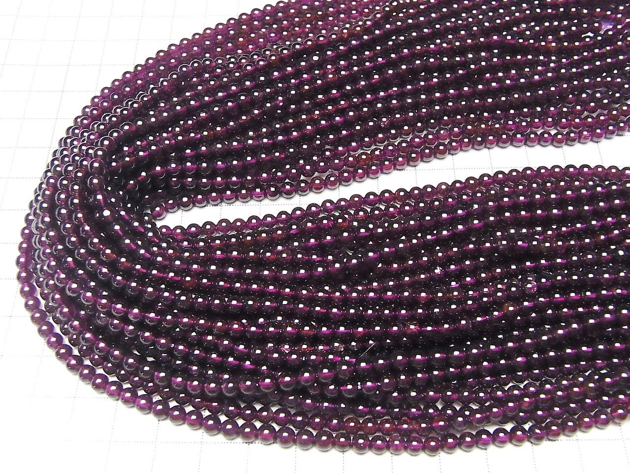 Grenat Indien AAA Rond 4mm 1 fil perles (env. 15inch/37cm)