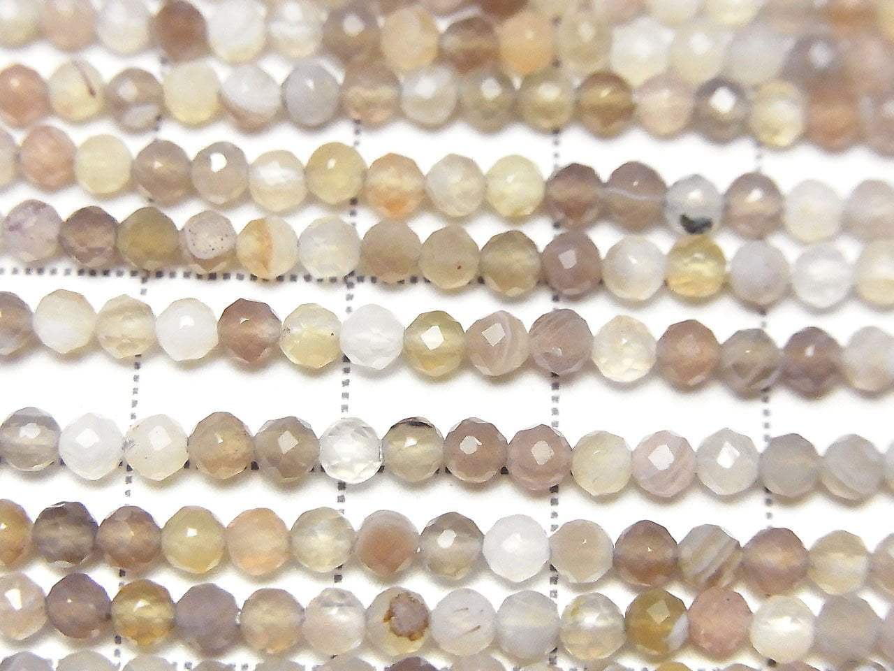 Qualité supérieure ! Perles rondes à facettes en agate du Botswana 3mm, 1 fil (environ 15 pouces/38cm)