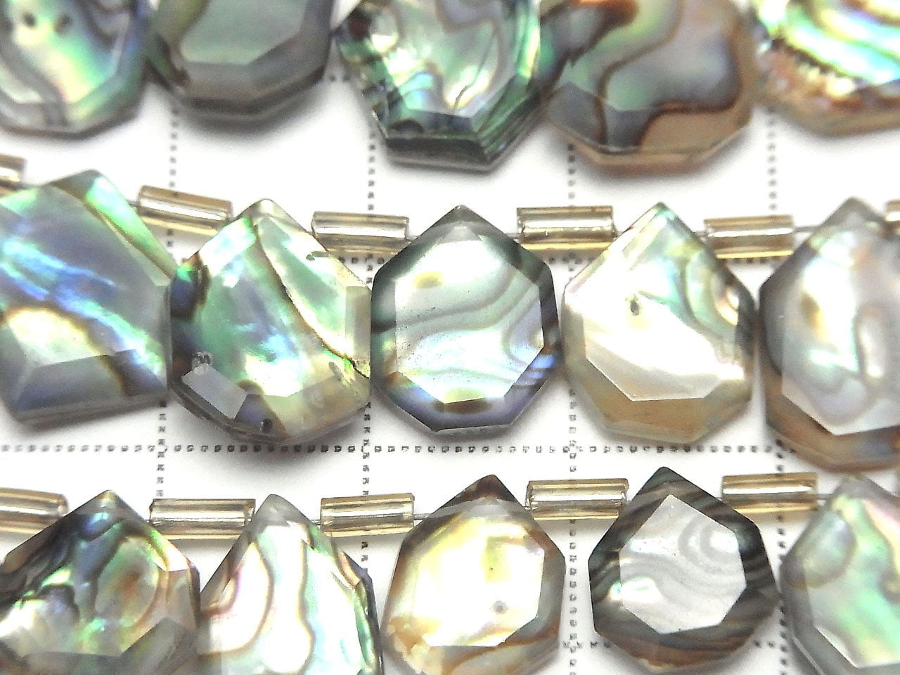 Abalone Shell x Crystal Quartz AAA Rough Slice Faceted 1strand beads (aprx.7inch / 18cm)