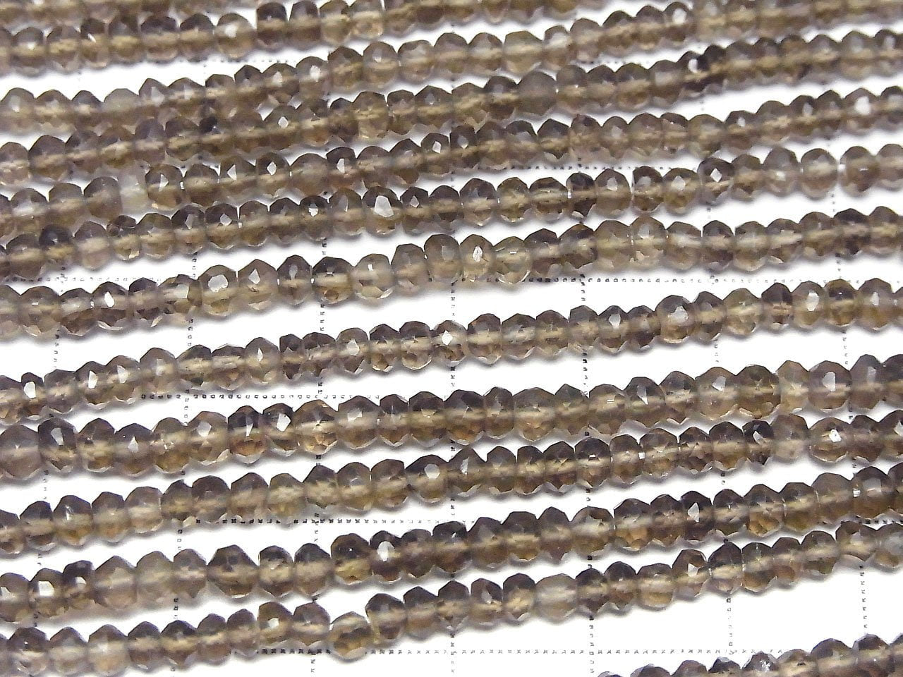 Hochwertiger rauchiger Quarz AAA- facettierte Knopf-Rondelle 1 Strang Perlen (ca. 12 Zoll / 30 cm)