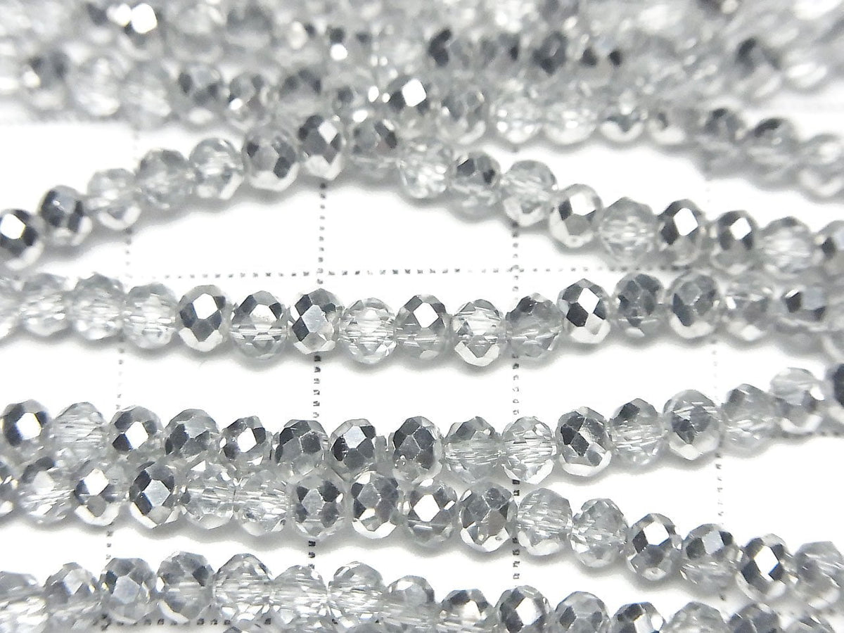 1Strang 1,79 $! Glasperlen Facettierte Knopf-Rondelle 3x3x2mm Silber Halbbeschichtung 1Strang Perlen (ca. 33cm / 13Zoll)