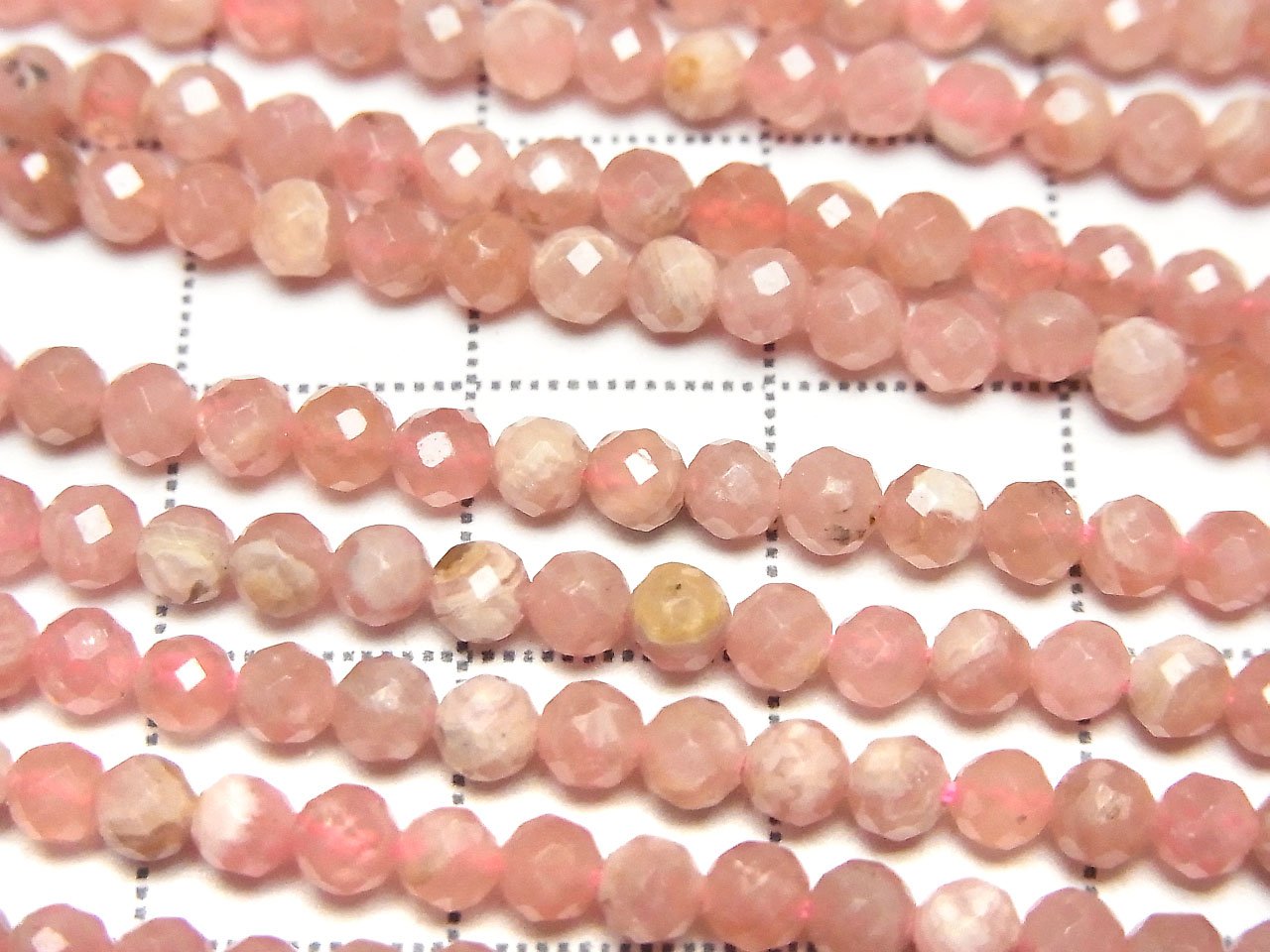 High Quality! Argentina Rhodochrosite AA Faceted Round 3mm 1strand beads (aprx.15inch / 36cm)