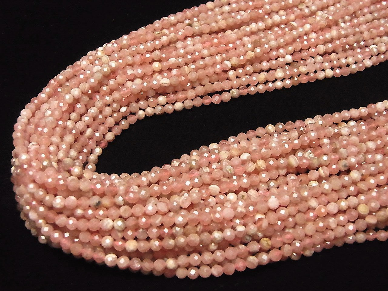 High Quality! Argentina Rhodochrosite AA Faceted Round 3mm 1strand beads (aprx.15inch / 36cm)