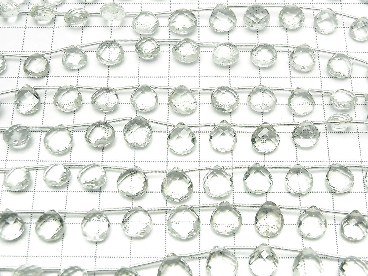 1strand $39.99! High Quality Green Amethyst AAA Chestnut Faceted Briolette 1strand beads (13pcs ).