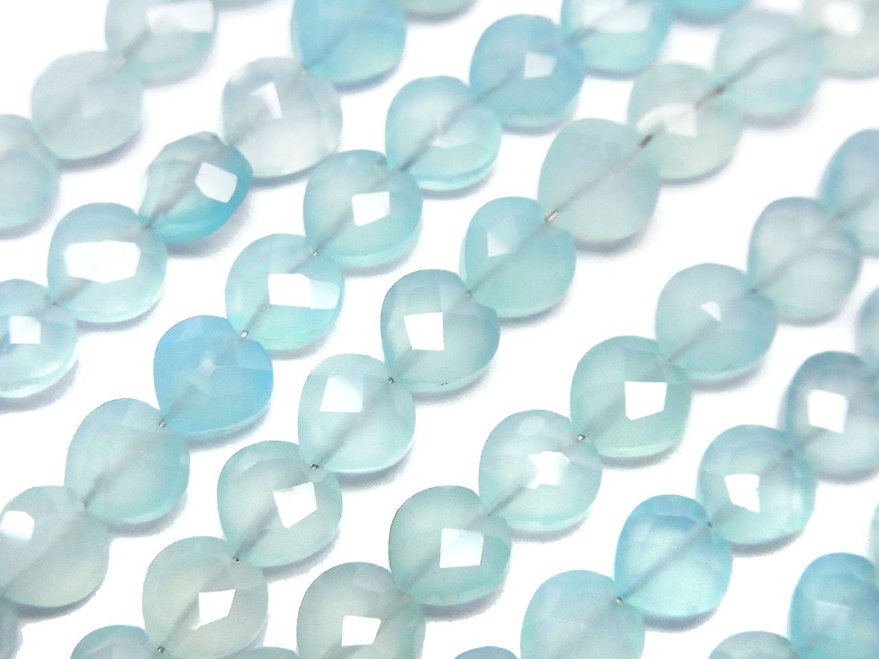 Blue Chalcedony AAA Vertical Hole Heart cut 6x6mm 1strand beads (aprx.6inch / 16cm)
