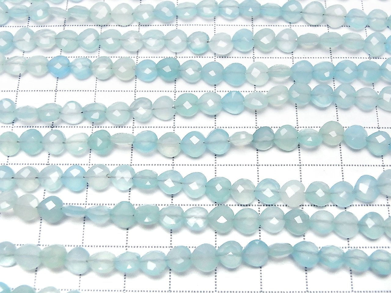 Blue Chalcedony AAA Vertical Hole Heart cut 6x6mm 1strand beads (aprx.6inch / 16cm)