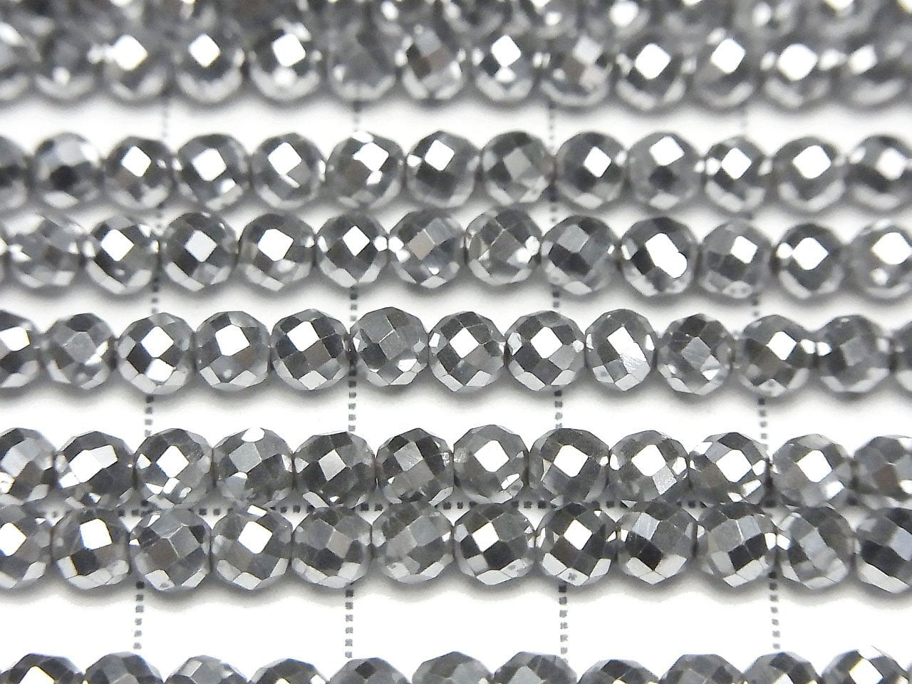 High Quality! Hematite 32Faceted Round 4mm Silver Coating 1strand beads (aprx.15inch / 37cm)