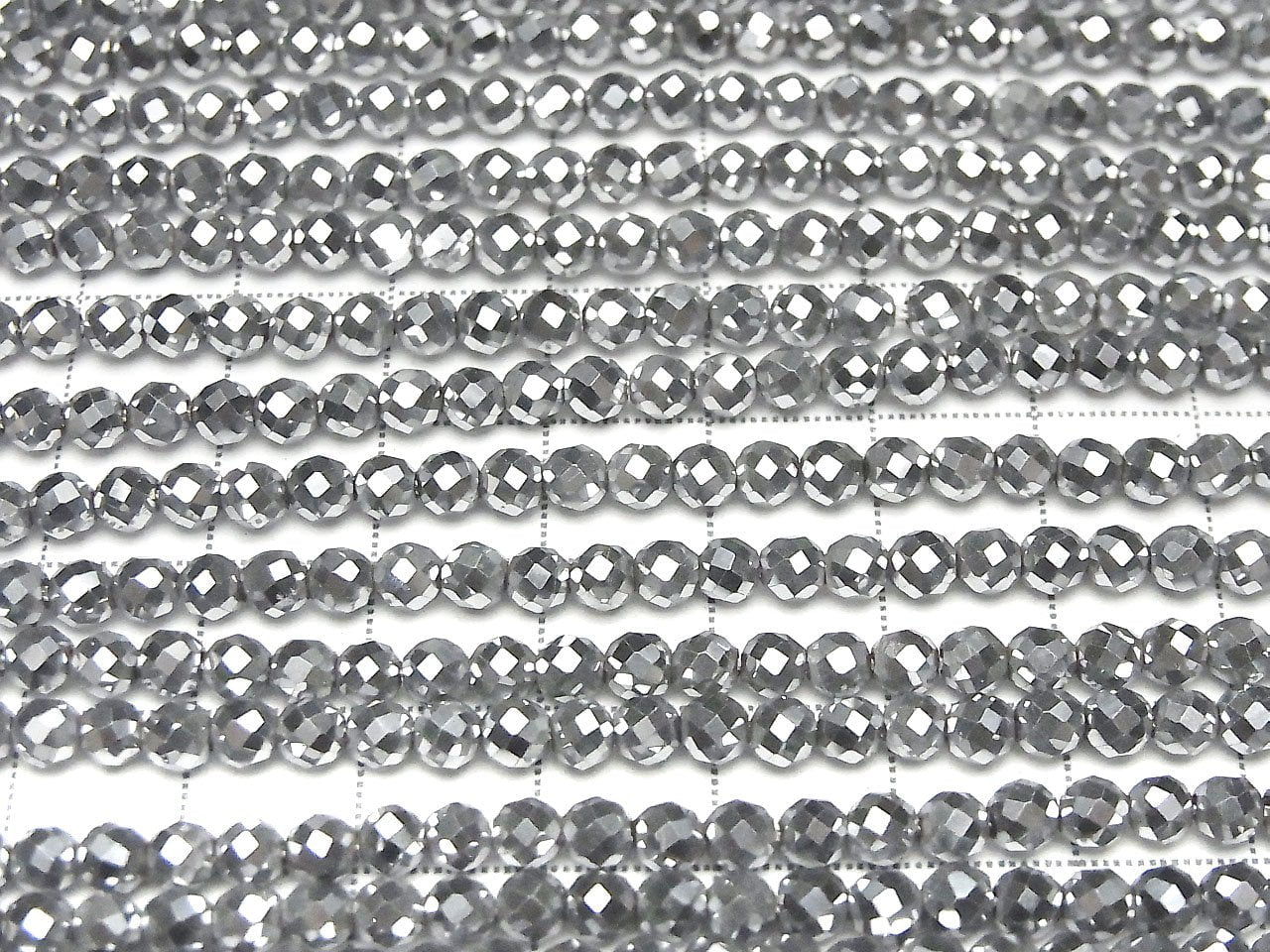 High Quality! Hematite 32Faceted Round 4mm Silver Coating 1strand beads (aprx.15inch / 37cm)