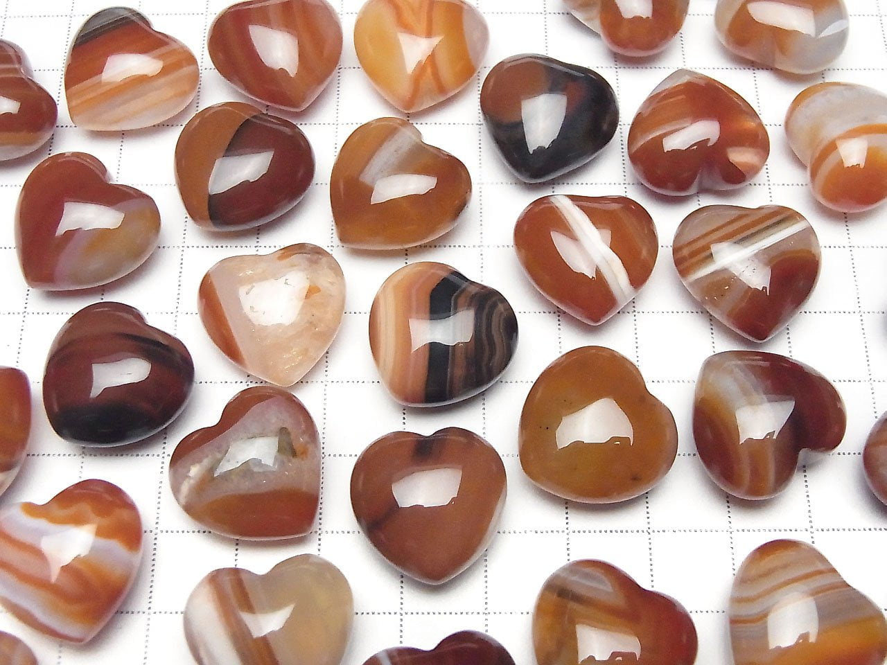 Carnelian, Sardonyx Undrilled Heart 19x20mm 2pcs
