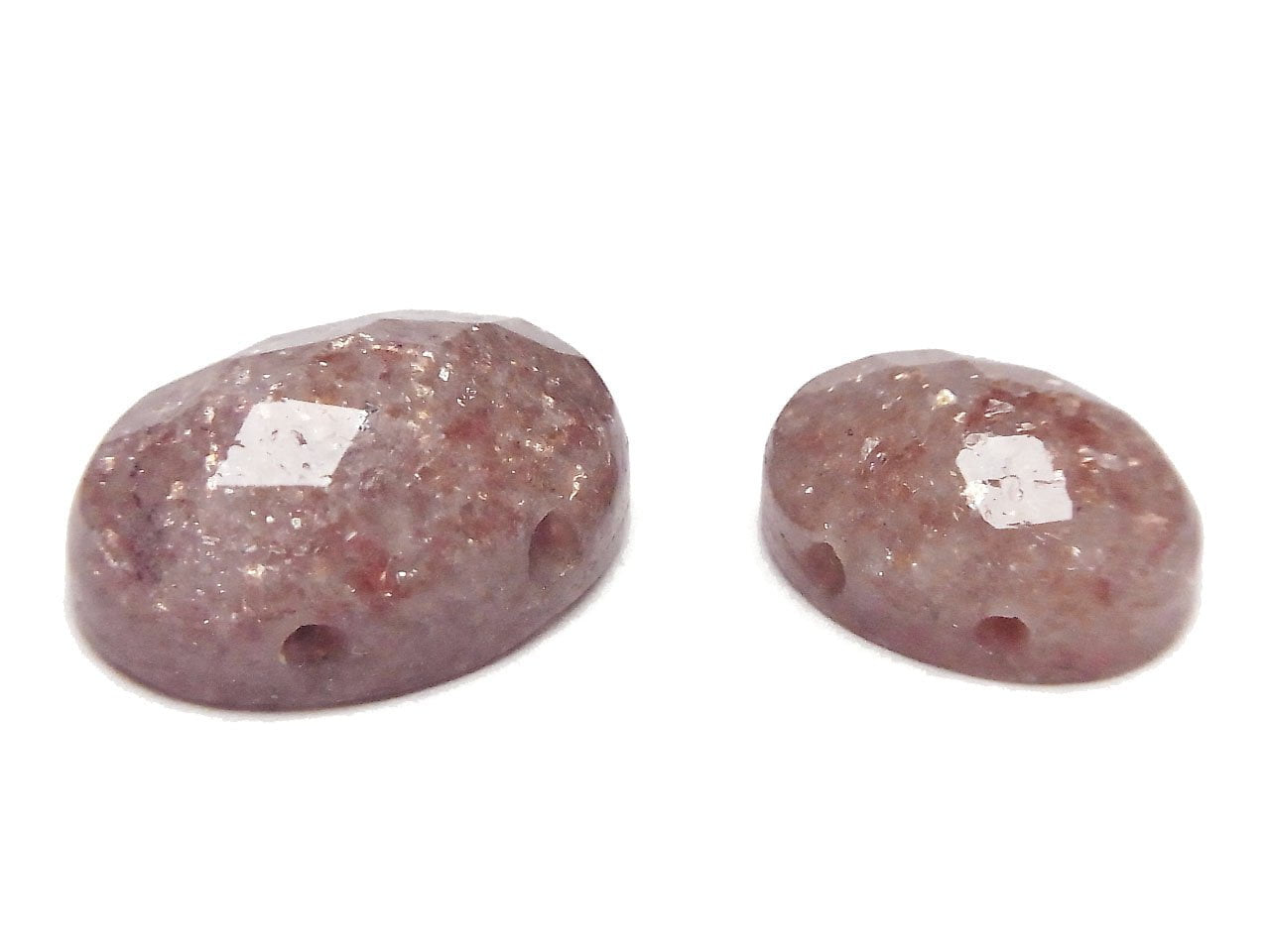 Muskovit [zwei Löcher] Facettierter Cabochon [14 x 10] [18 x 13] 2 Stück 2,79 $
