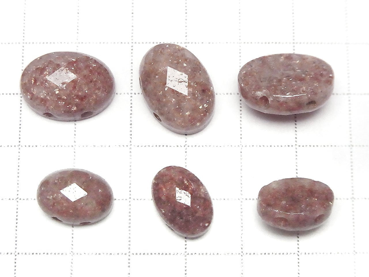 Muscovite [two holes] Faceted Cabochon [14 x 10] [18 x 13] 2 pcs $2.79