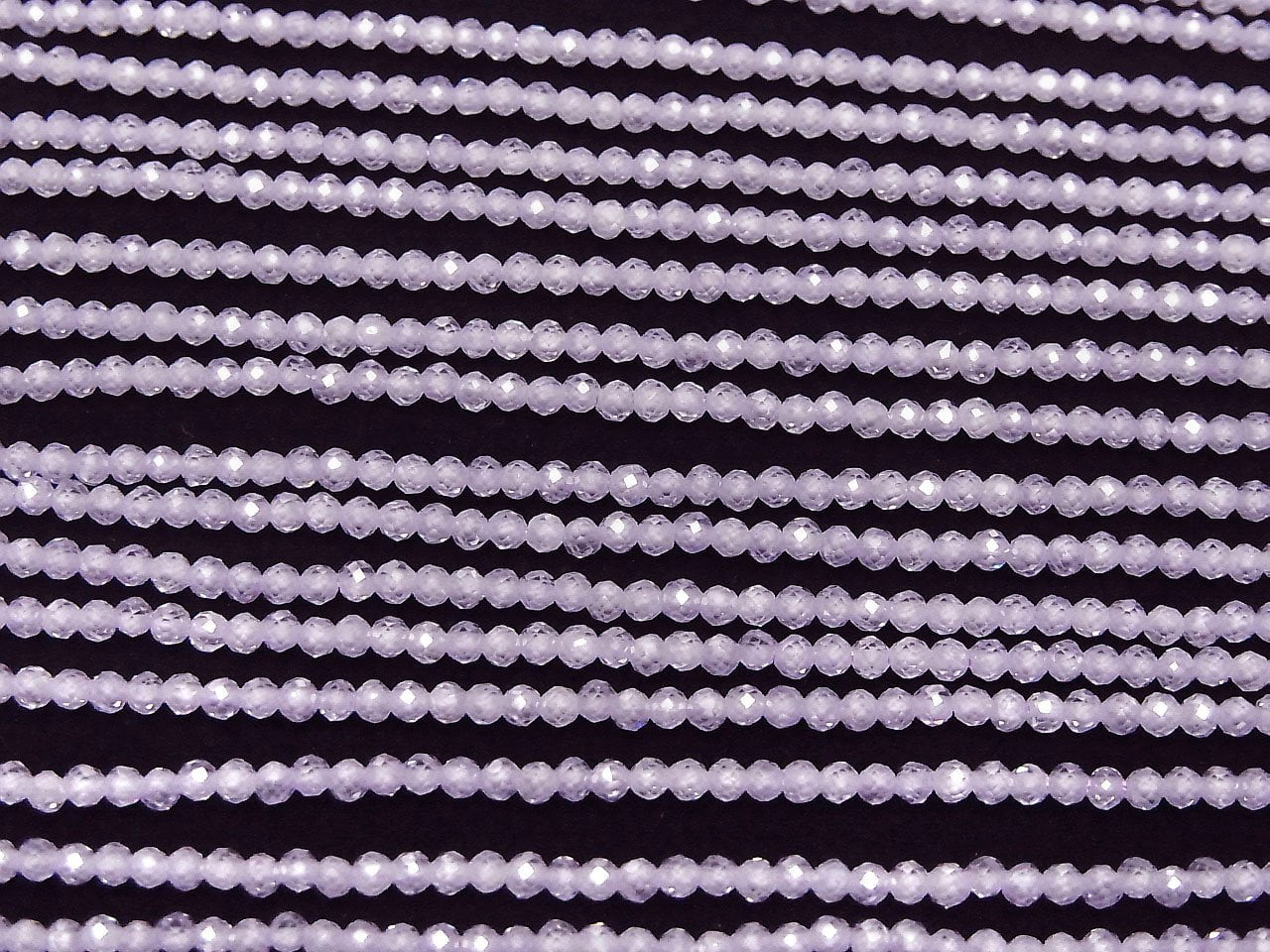 高品質！立方氧化鋯 AAA 刻面圓形 2mm [淡紫色] 1串珠子 (約14英寸/35公分)