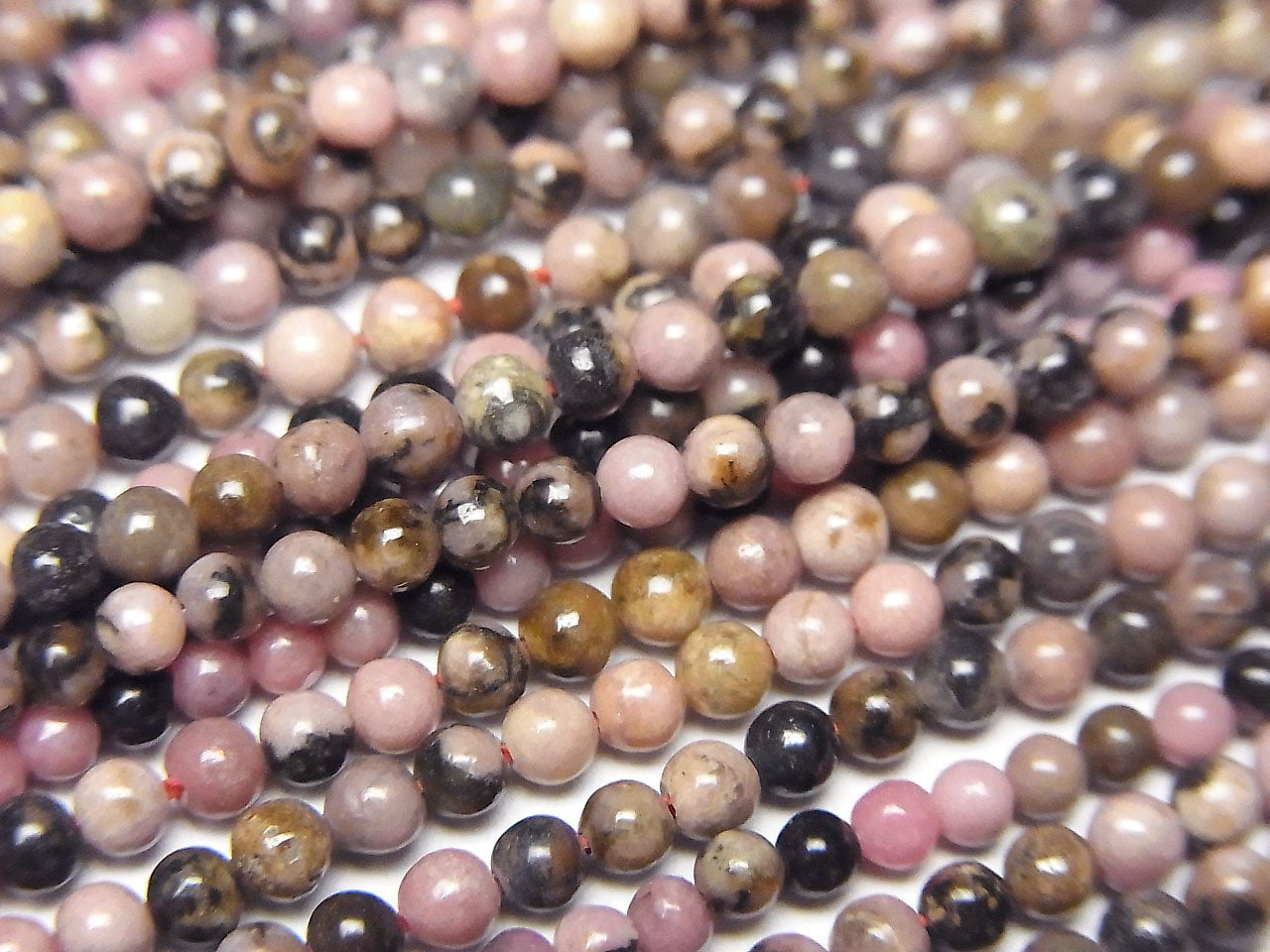Dendric Rhodonite Round 2mm 1strand beads (aprx.15inch/38cm)