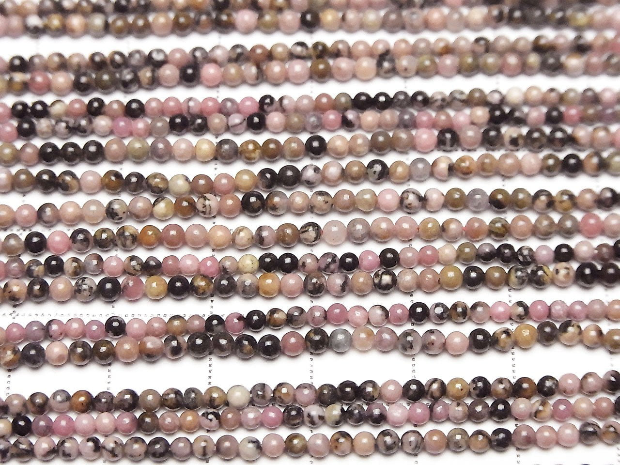 Dendric Rhodonite Round 2mm 1strand beads (aprx.15inch/38cm)