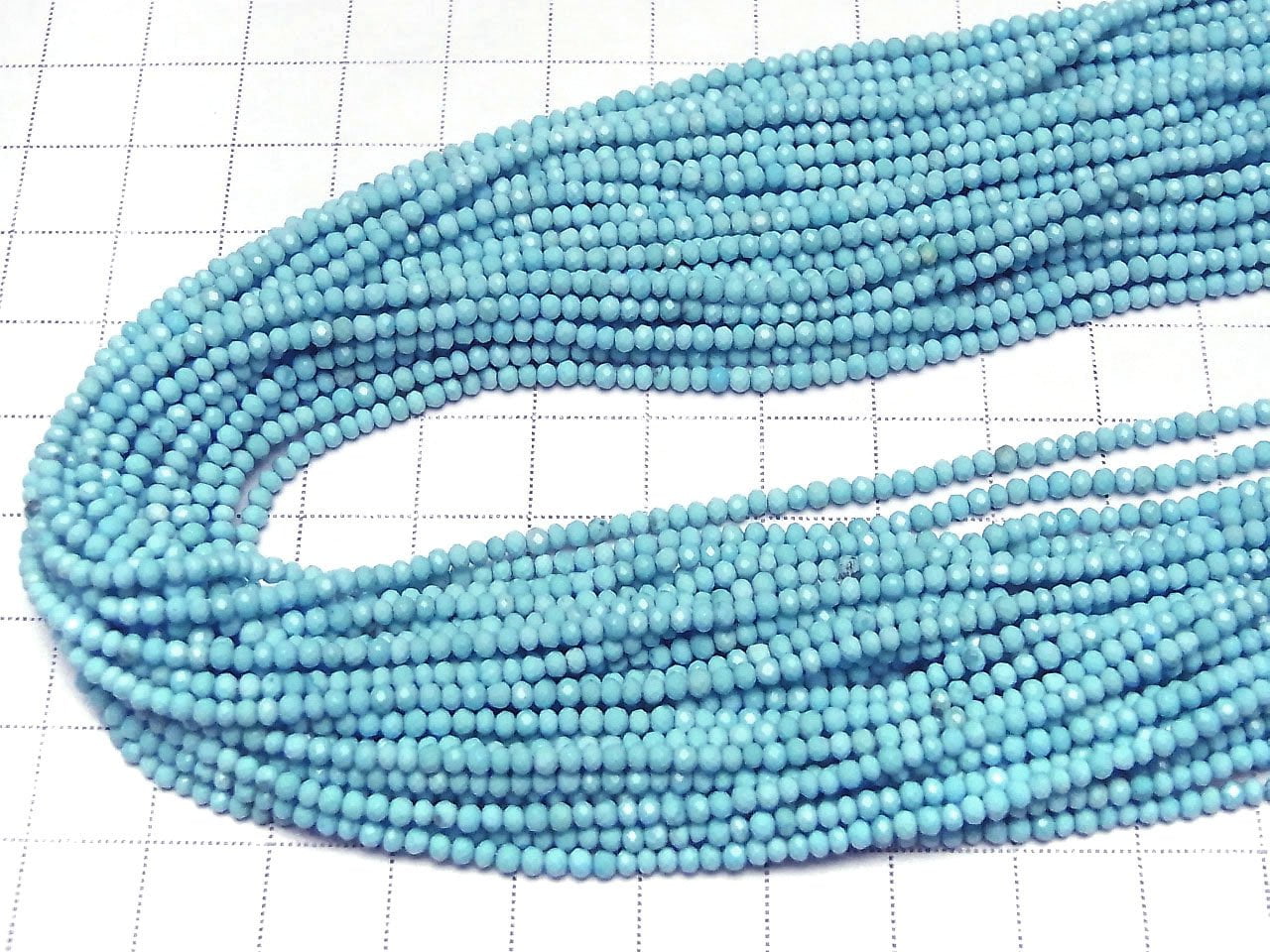 High Quality! Magnesite Turquoise Faceted Button Rondelle 2.5x2.5x1.5mm [Light Blue] 1strand beads (aprx.15inch/37cm)