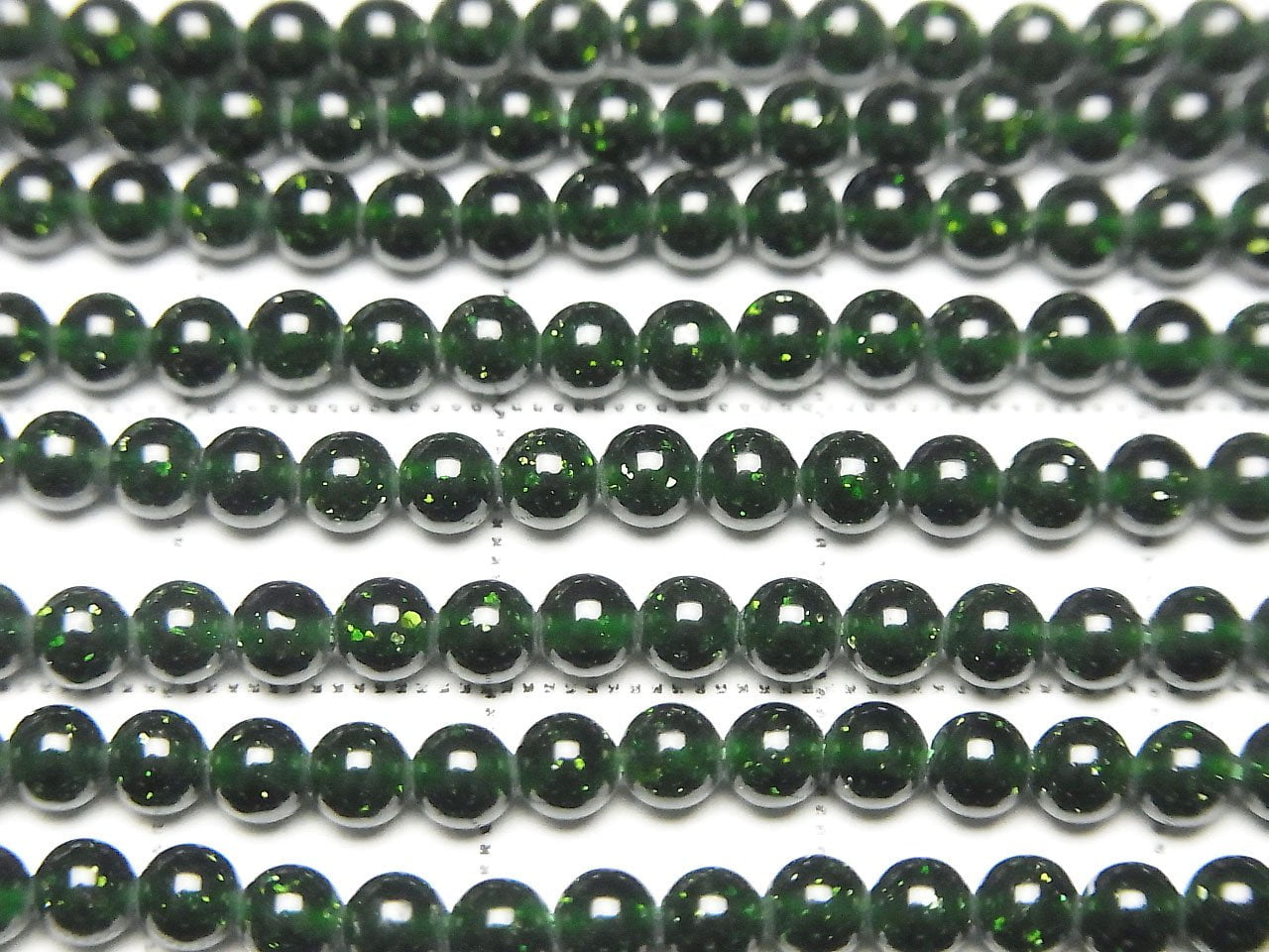 Perles rondes en pierre d'or verte 3 mm (environ 38 cm)