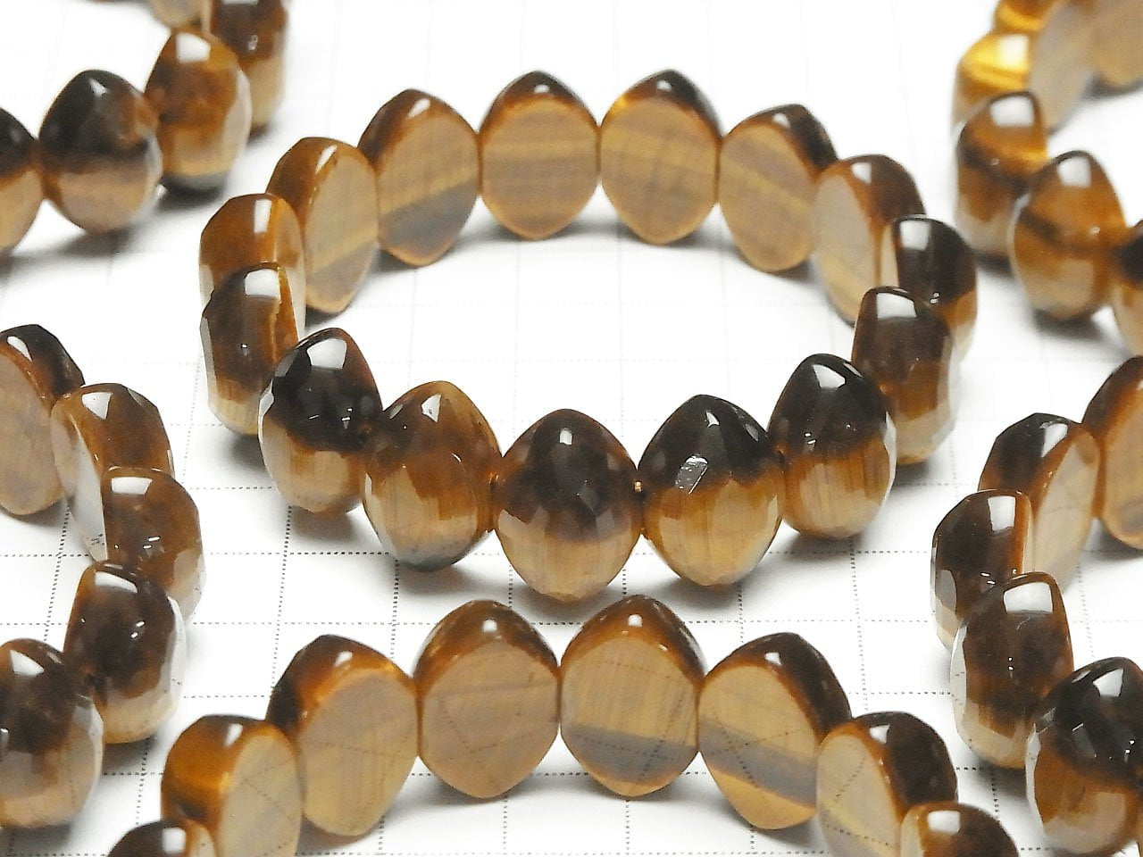 1strand $13.99! Yellow Tiger's Eye AAA - 2 holes Faceted Marquise 19 x 13 x 8 1 strand (Bracelet)