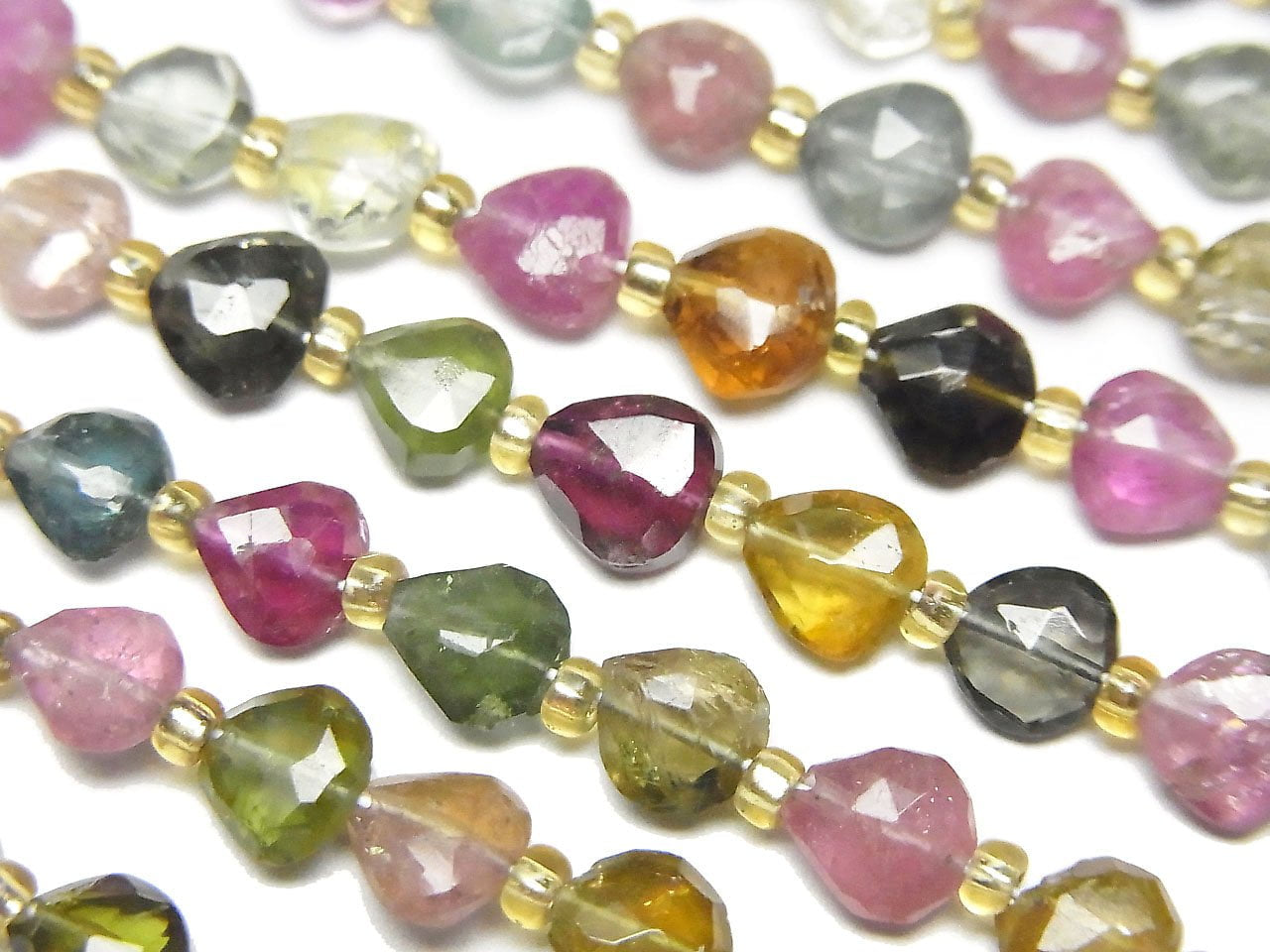 High Quality Multicolor Tourmaline AA++ Vertical Hole Chestnut Shape 1strand beads (aprx.7inch/18cm)