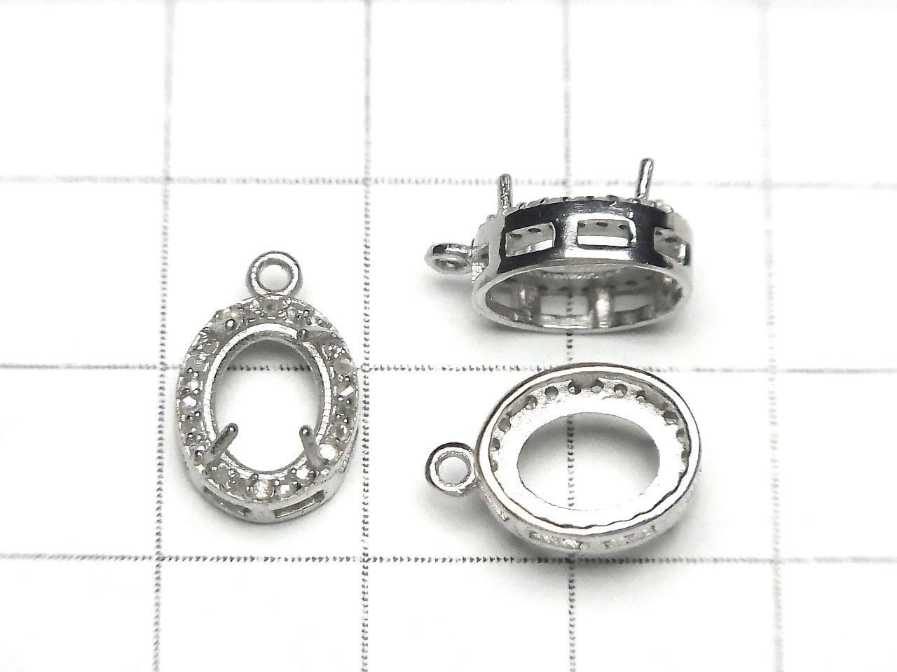 Diamond Pendant Frame, Oval Faceted, 8x6mm, Silver 925, 1pc