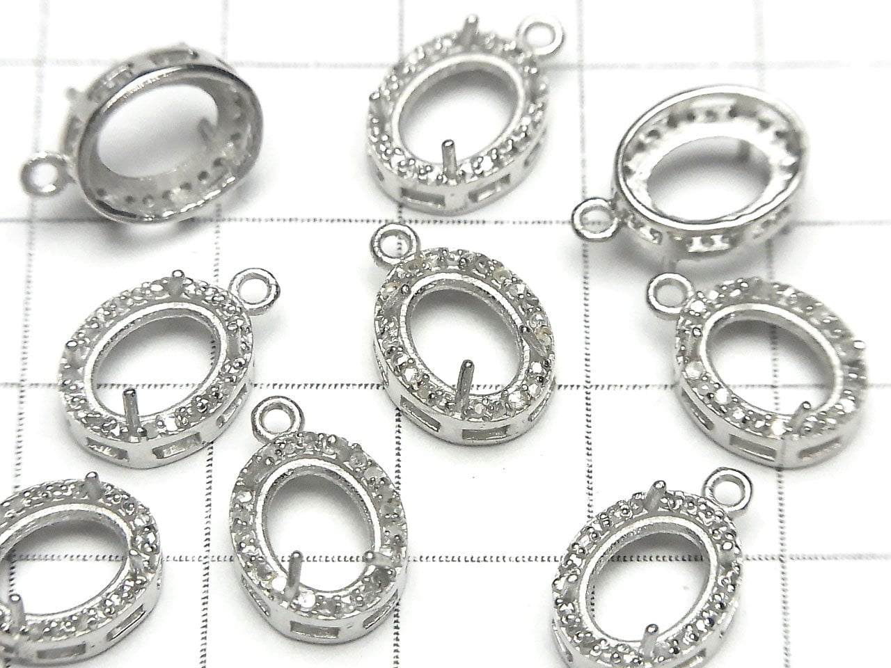 Diamond Pendant Frame, Oval Faceted, 8x6mm, Silver 925, 1pc
