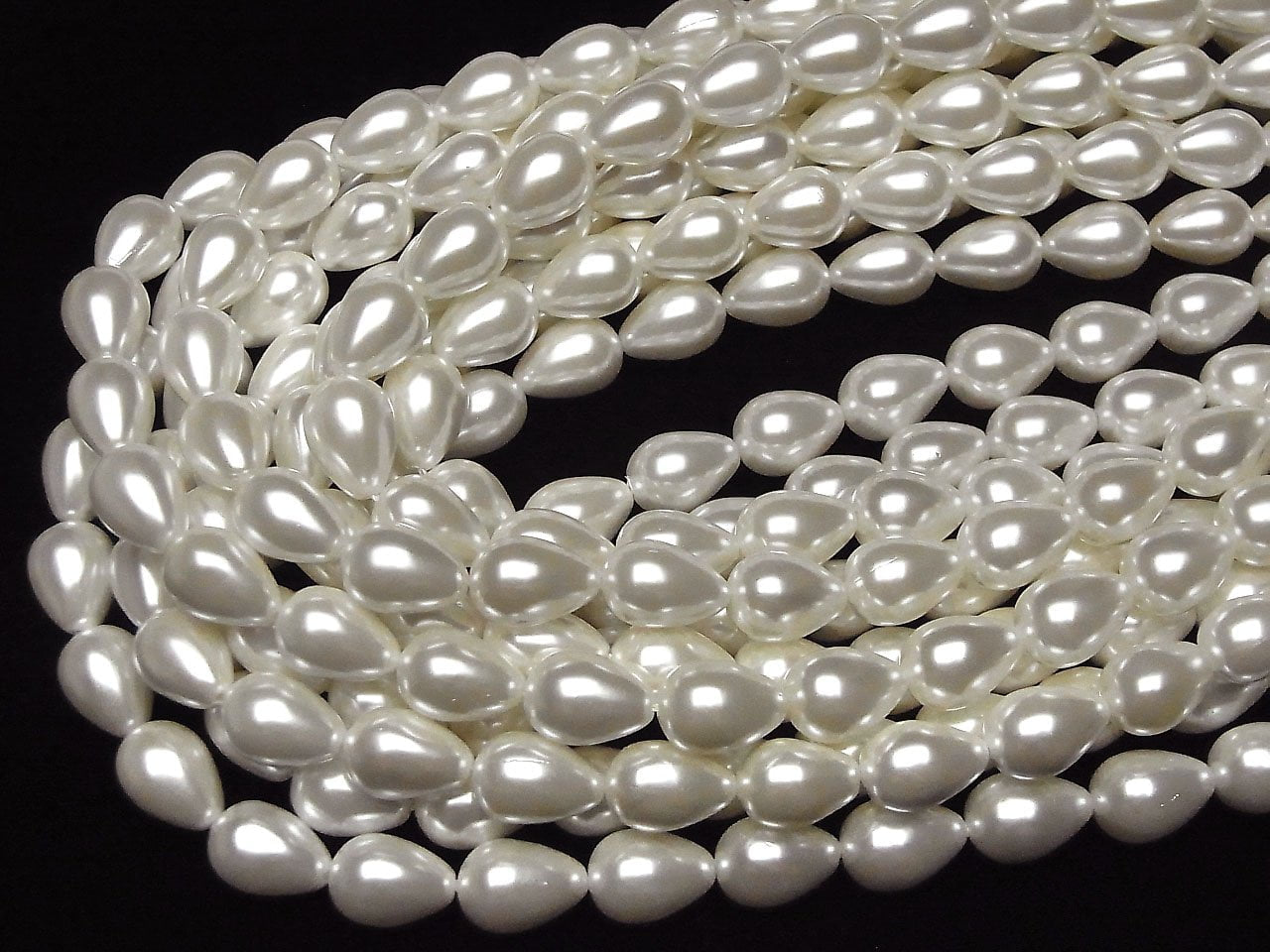 Shell Pearl White Drop 14x10x10mm 1strand beads (aprx.15inch/37cm)