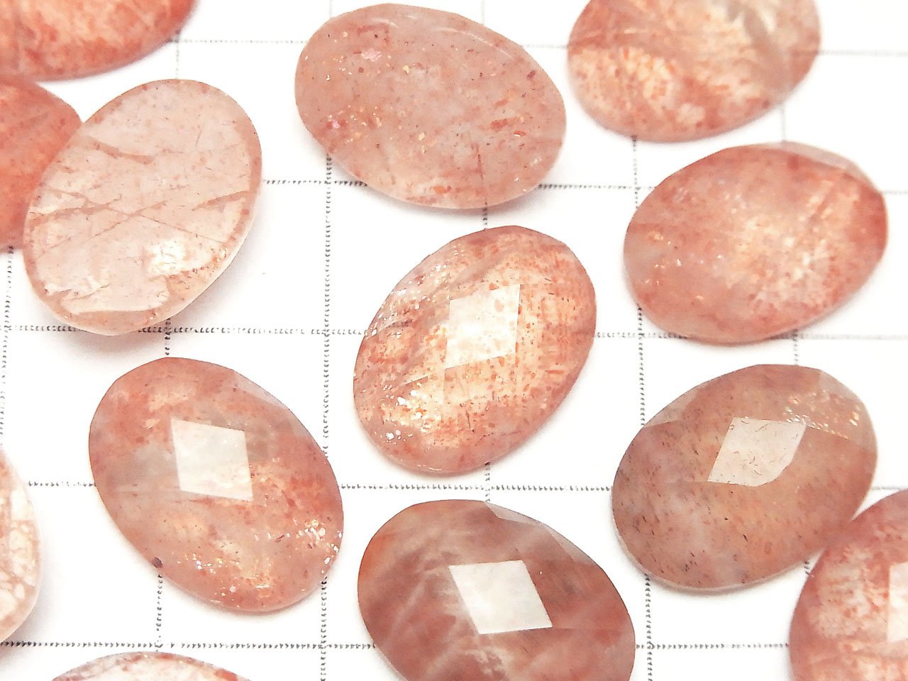 Sunstone x Crystal Quartz AAA Oval Faceted Cabochon 18x13mm 2pcs
