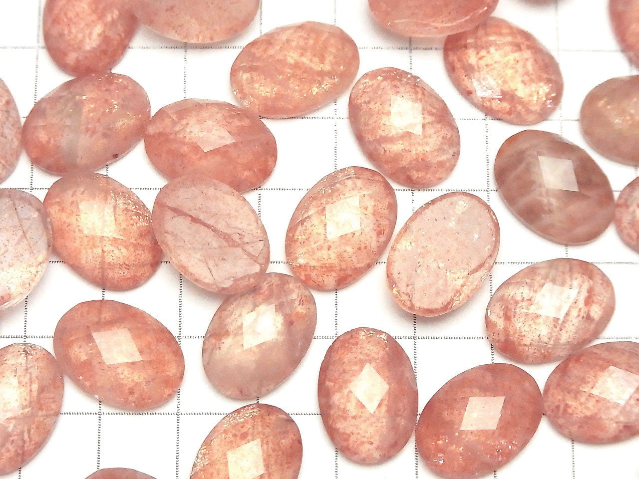 Sunstone x Crystal Quartz AAA Oval Faceted Cabochon 18x13mm 2pcs