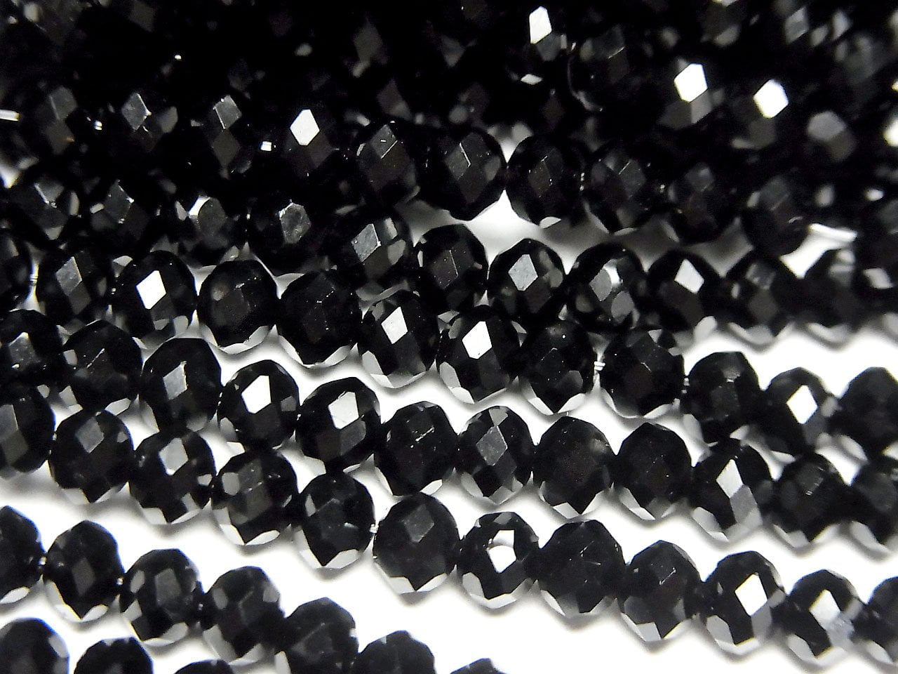 Glass Beads Faceted Button Rondelle 4 x 4 x 3 mm Black 1strand beads (aprx.18 inch / 45 cm)