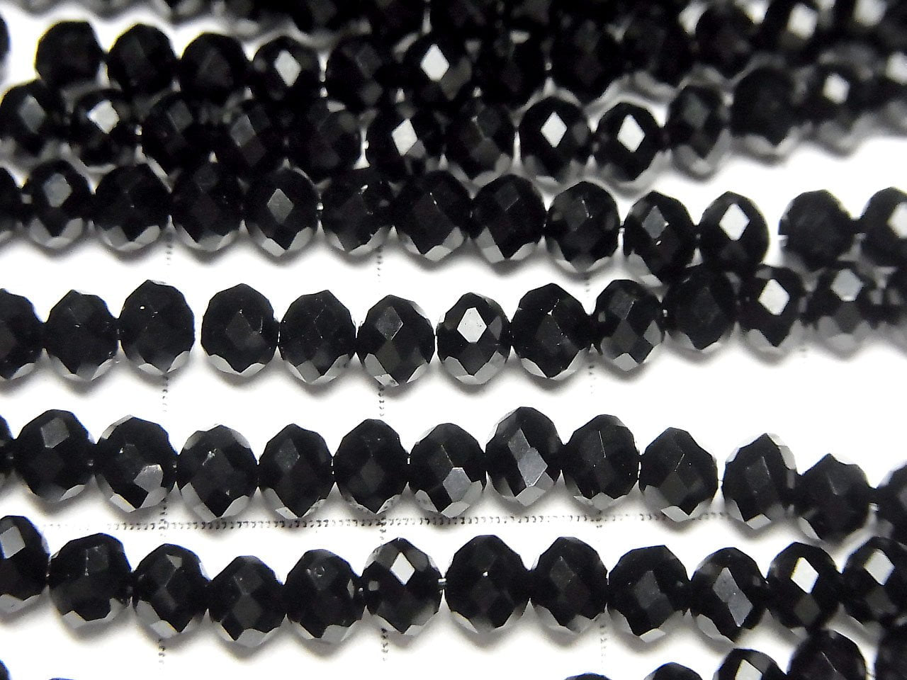Glass Beads Faceted Button Rondelle 4 x 4 x 3 mm Black 1strand beads (aprx.18 inch / 45 cm)