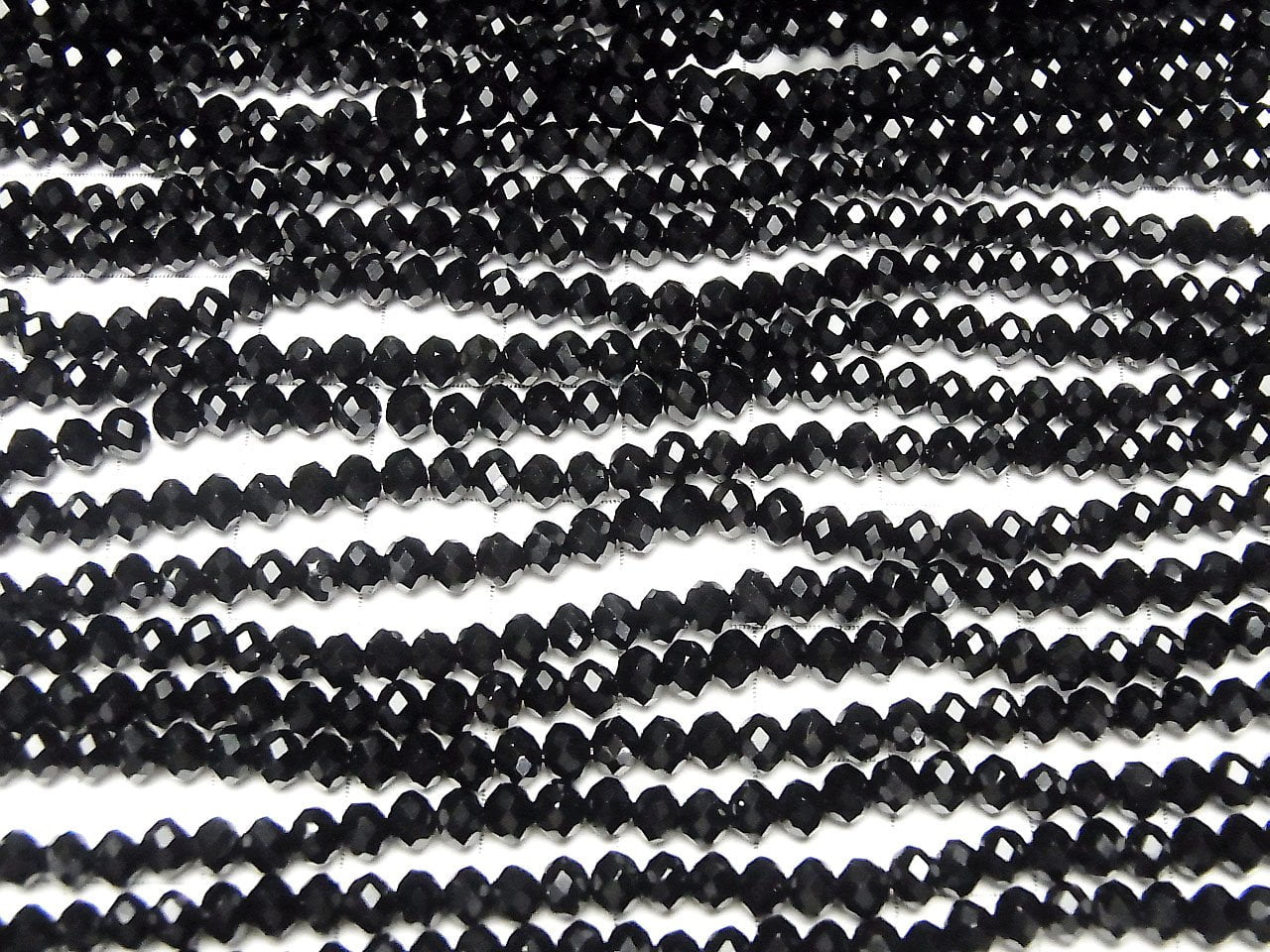 Glass Beads Faceted Button Rondelle 4 x 4 x 3 mm Black 1strand beads (aprx.18 inch / 45 cm)