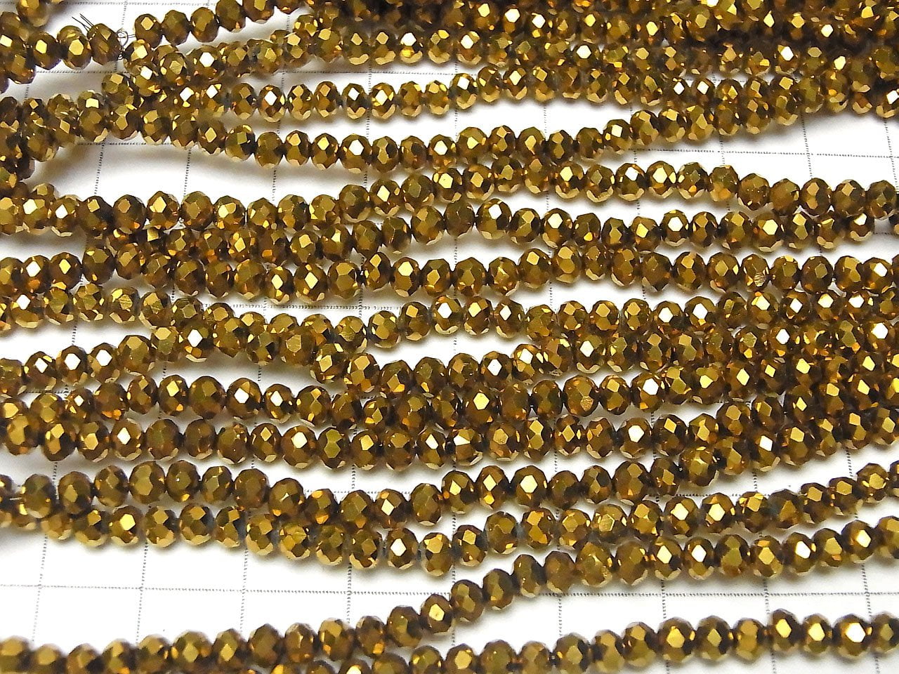 Glass Beads Faceted Button Rondelle 4 x 4 x 3 mm Gold 1strand beads (aprx.17 inch / 42 cm)