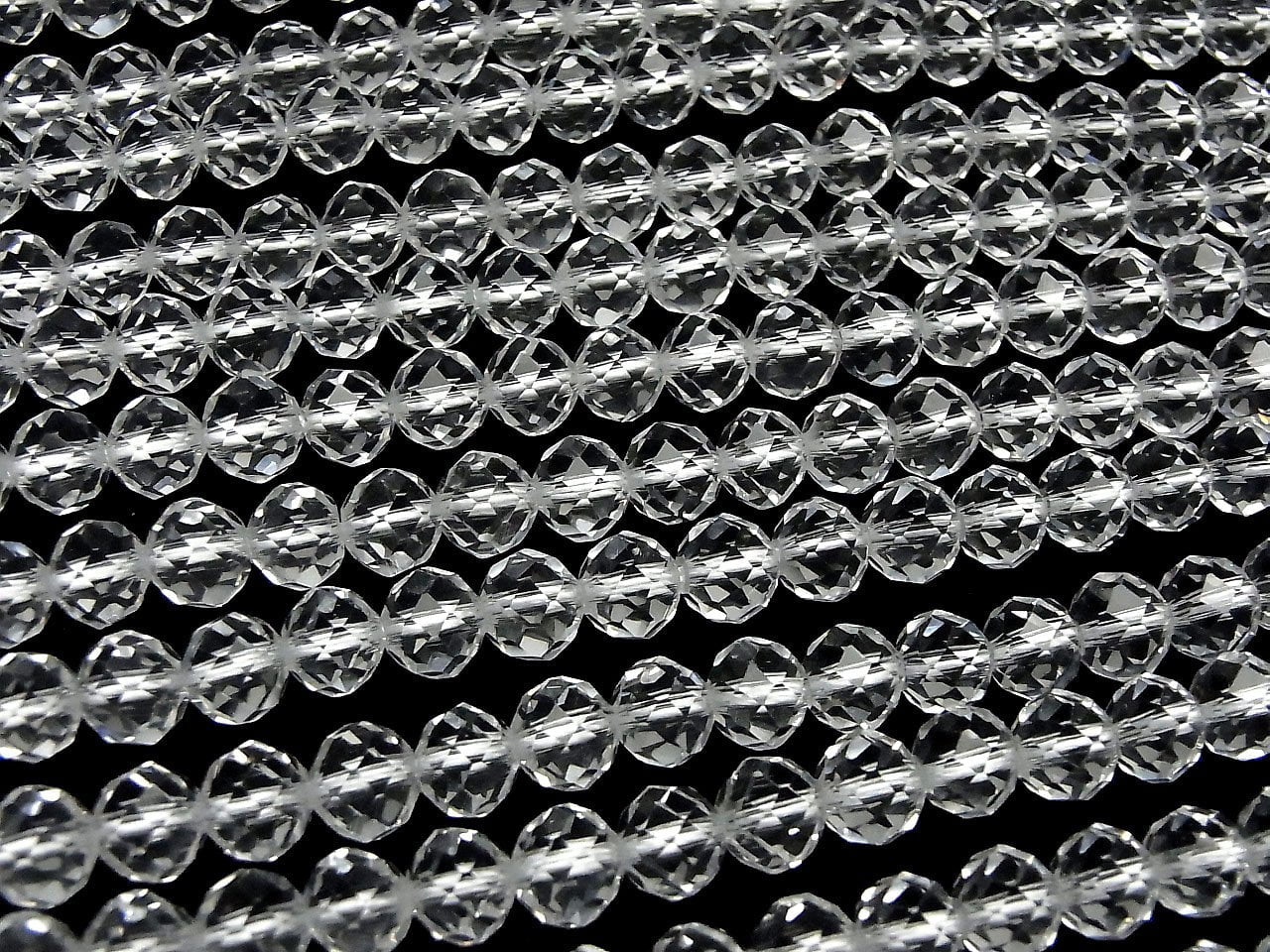 High Quality! Crystal Quartz (Smelted Quartz) AAA 64 Faceted Semi-Faceted Round 8mm 1strand beads (aprx.15inch/36cm)