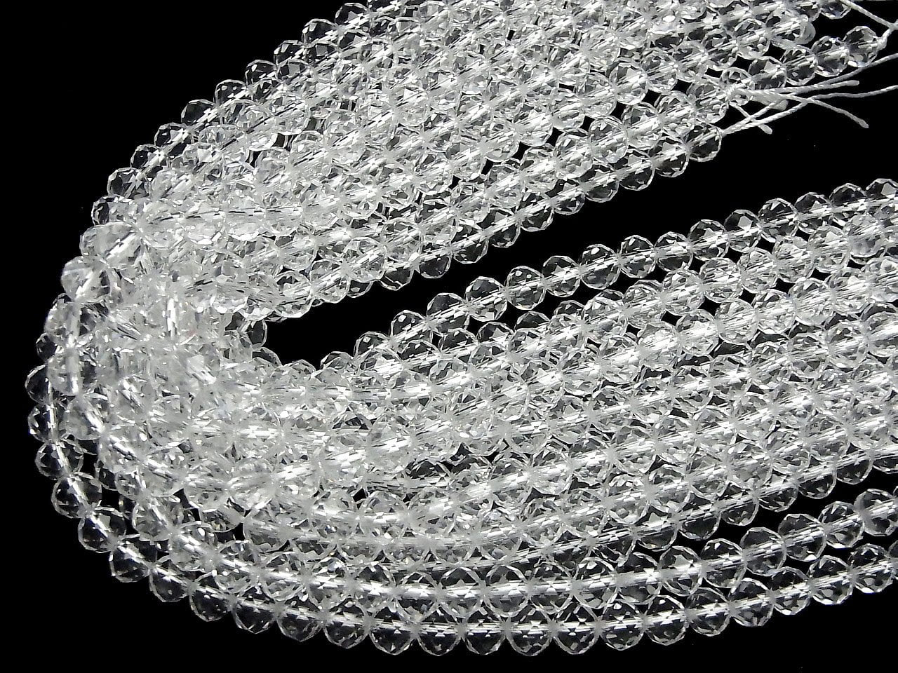 High Quality! Crystal Quartz (Smelted Quartz) AAA 64 Faceted Semi-Faceted Round 8mm 1strand beads (aprx.15inch/36cm)