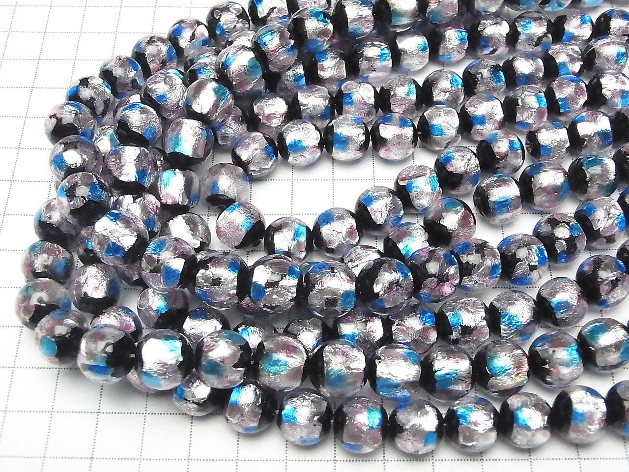 琉璃珠 圓形 12mm [粉紅色 x 淺藍色] 1/4 或 1串珠子 (約13英寸/32厘米)