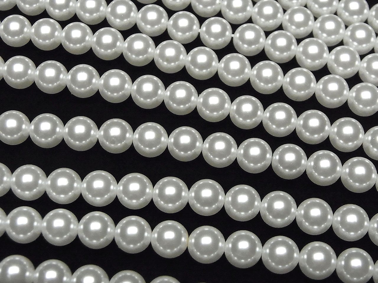 玻璃圓珍珠 8mm [白色] 1串 (約15英吋/37公分)