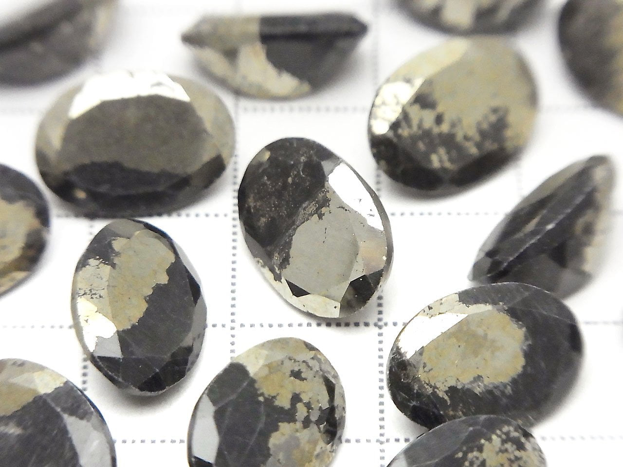 Matrix Pyrite Oval Faceted 14x10mm 2pcs