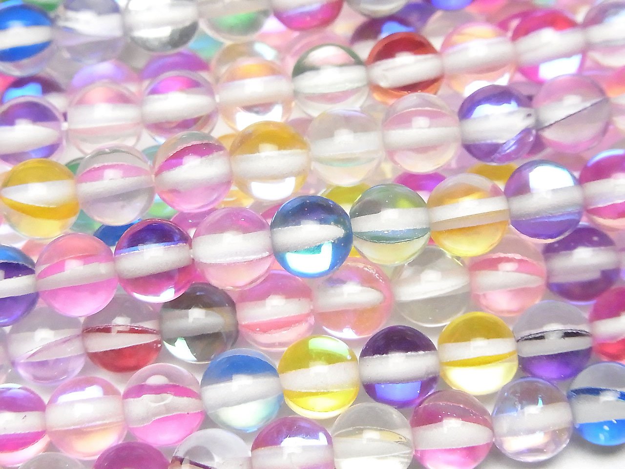Multicolor Luna Flash Round 6mm 1strand beads (aprx.15inch/36cm)