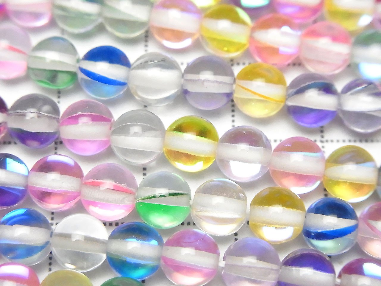 Multicolor Luna Flash Round 6mm 1strand beads (aprx.15inch/36cm)