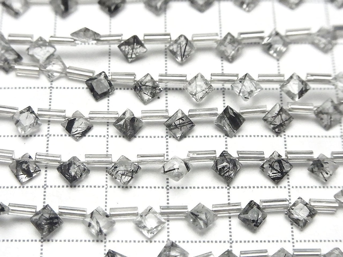Hochwertiger Turmalinquarz AAA Diamant Prinzessschnitt 5x5mm 1 Strang (13 Stück)