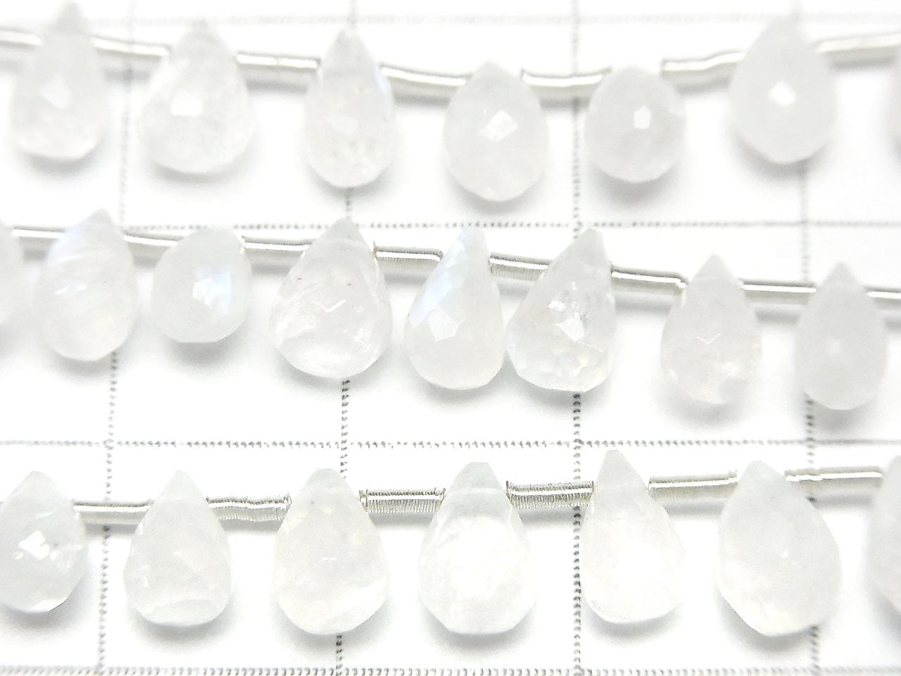 高品質彩虹月光石 AA++ 水滴刻面半串或 1 串珠（約 7 英寸/19 厘米）