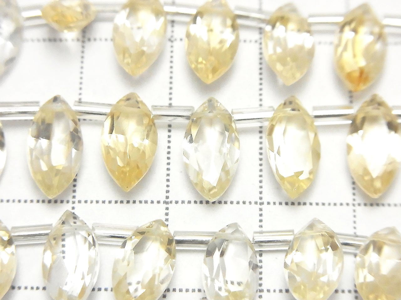高品質黃水晶 AAA 欖尖形刻面 12x6mm 半串或 1 串珠子 (18 顆)